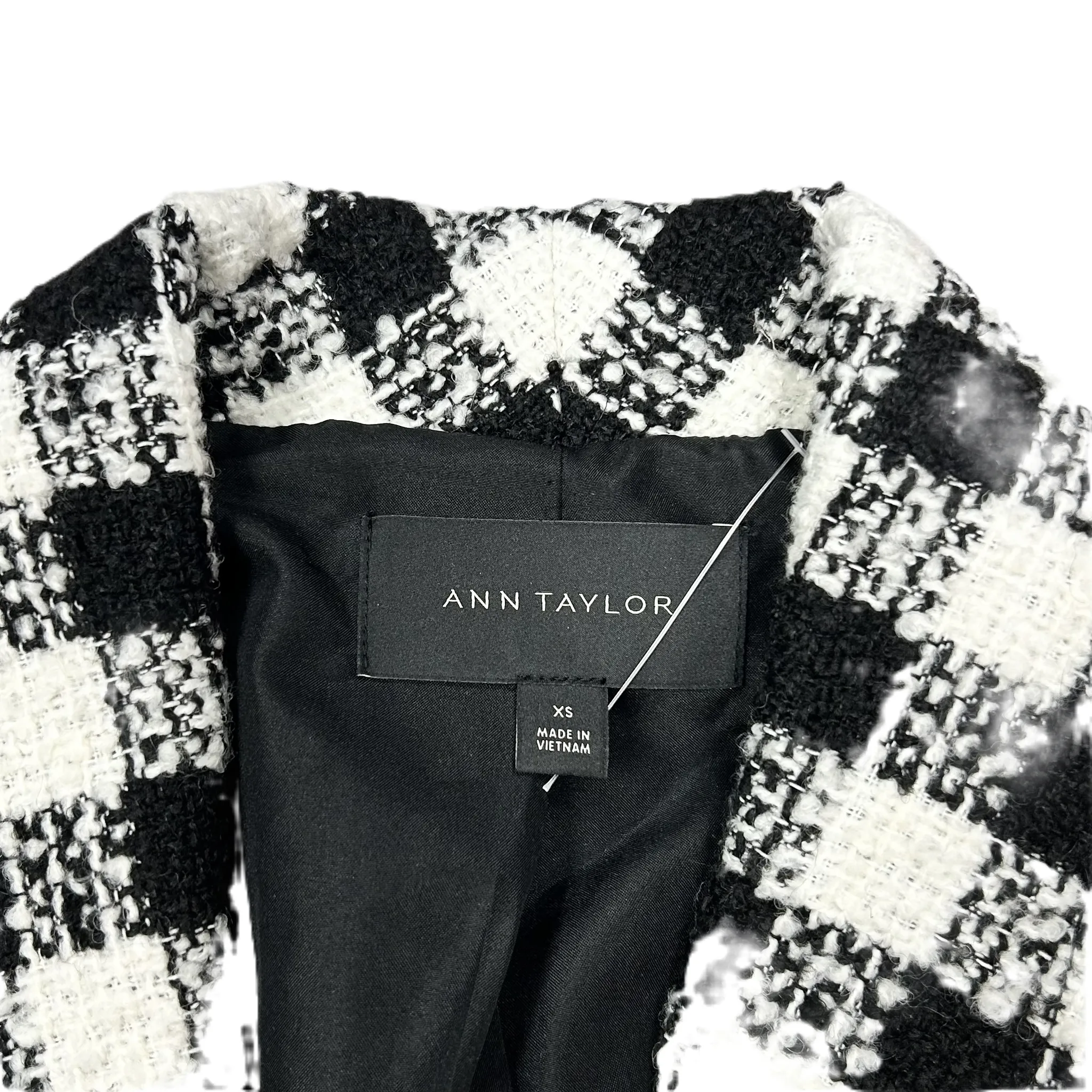 Coat Peacoat By Ann Taylor In Black & Cream, Size: Xs