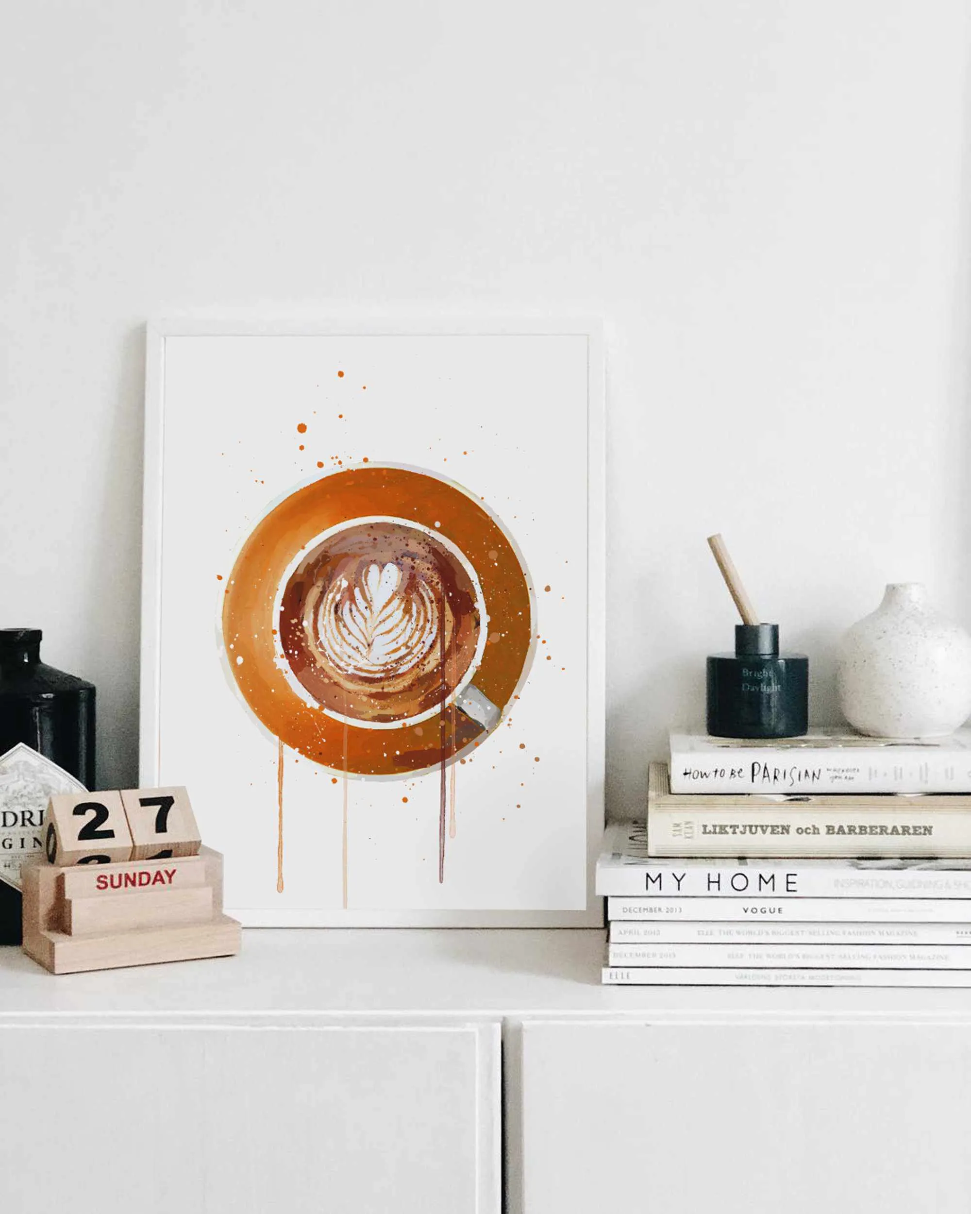 Coffee Wall Art Print ‘Flat White Orange’