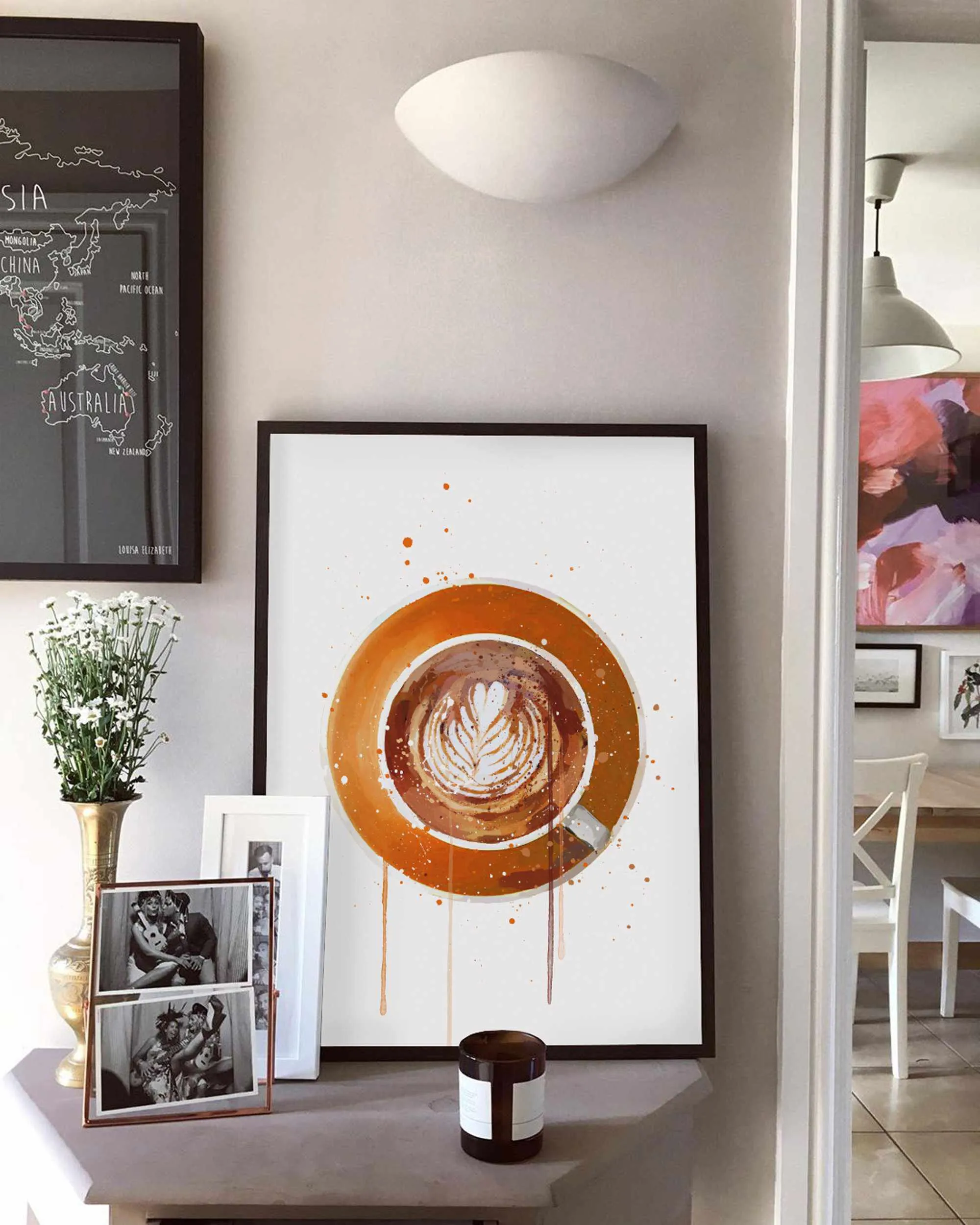 Coffee Wall Art Print ‘Flat White Orange’