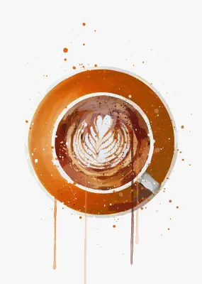 Coffee Wall Art Print ‘Flat White Orange’