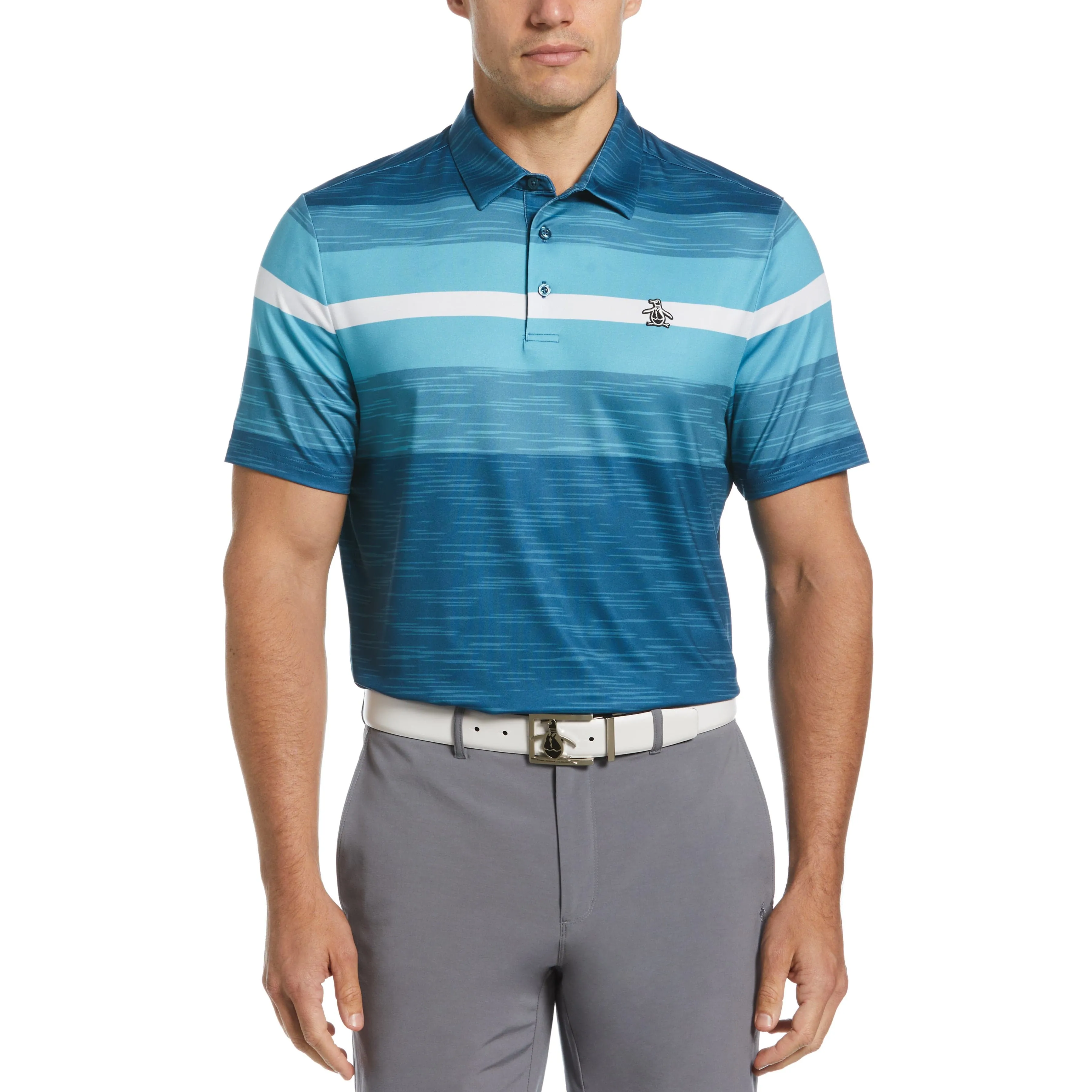 Color Block Engineered Marl Stripe Golf Polo