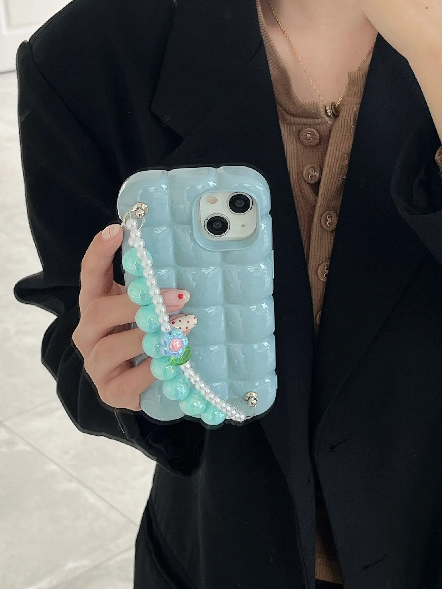 Cute Bubble Shape Silicon iPhone Case With Anti Fall Charm for iPhone