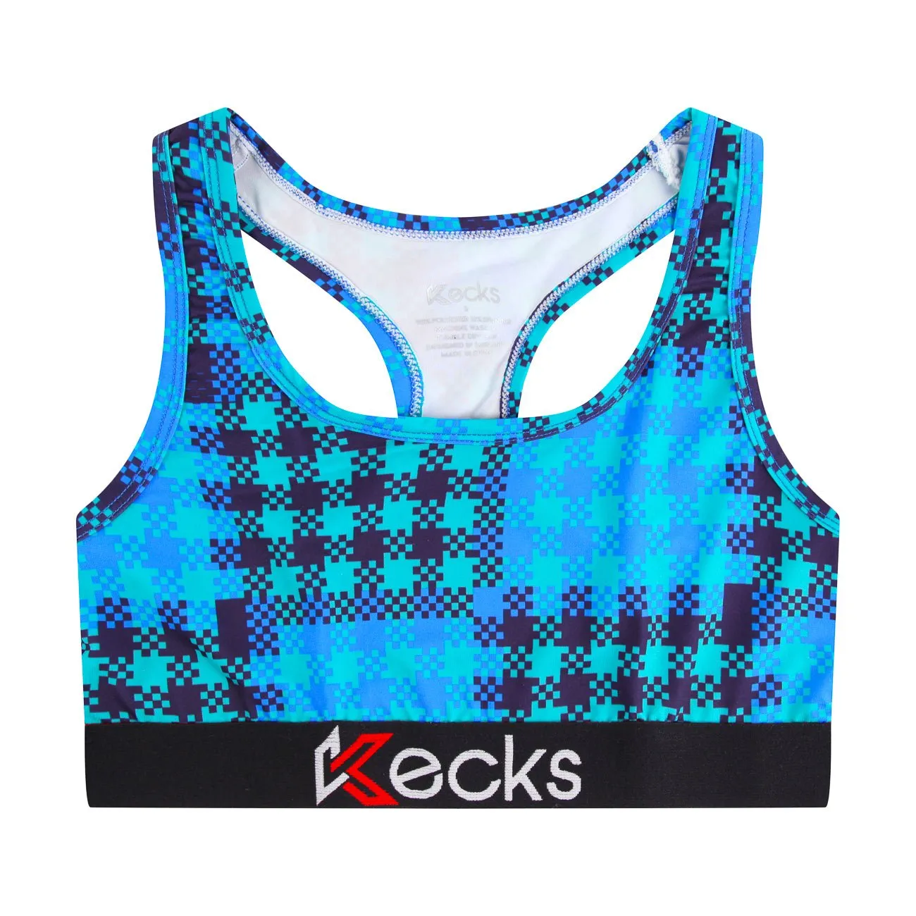 Cyan Plaid Sports Bralette