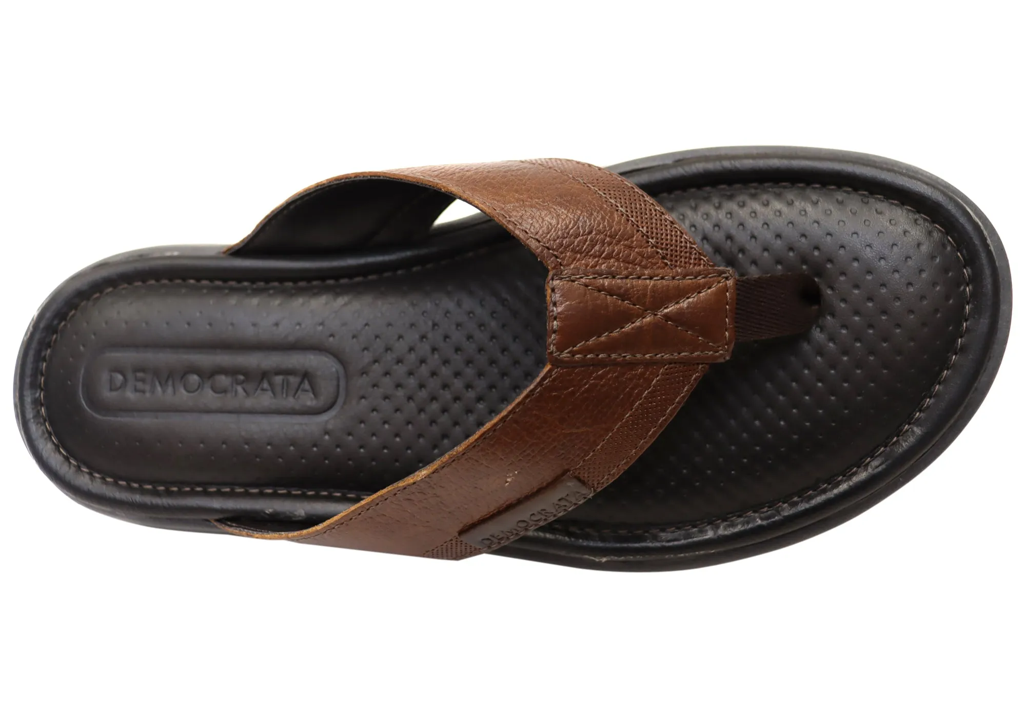 Democrata Mitch Mens Brazilian Leather Comfortable Thongs Sandals