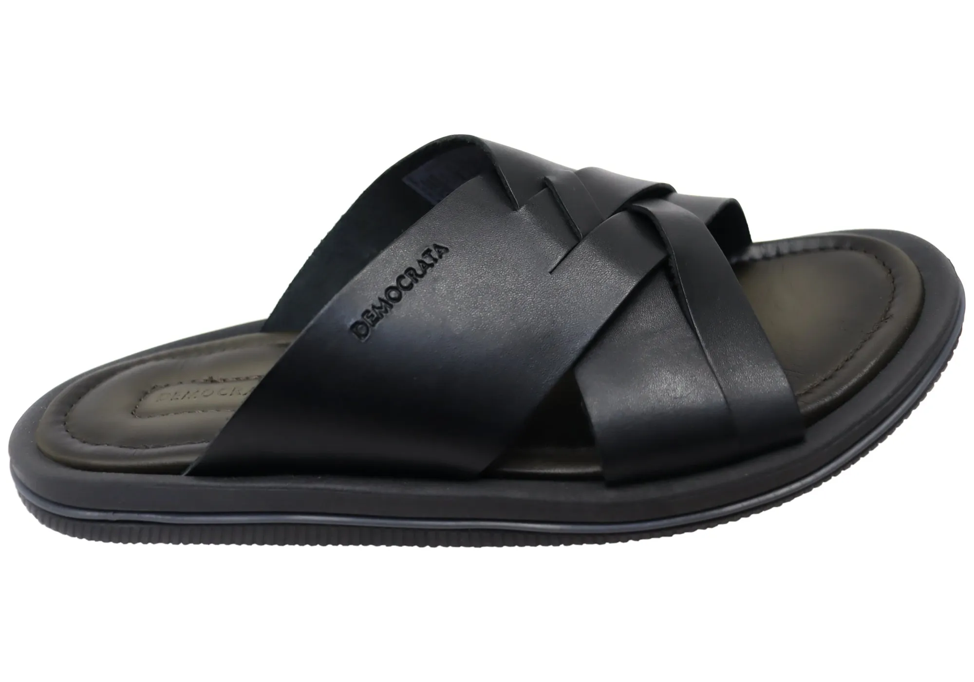 Democrata Pauly Mens Leather Comfortable Slide Sandals Made In Brazil