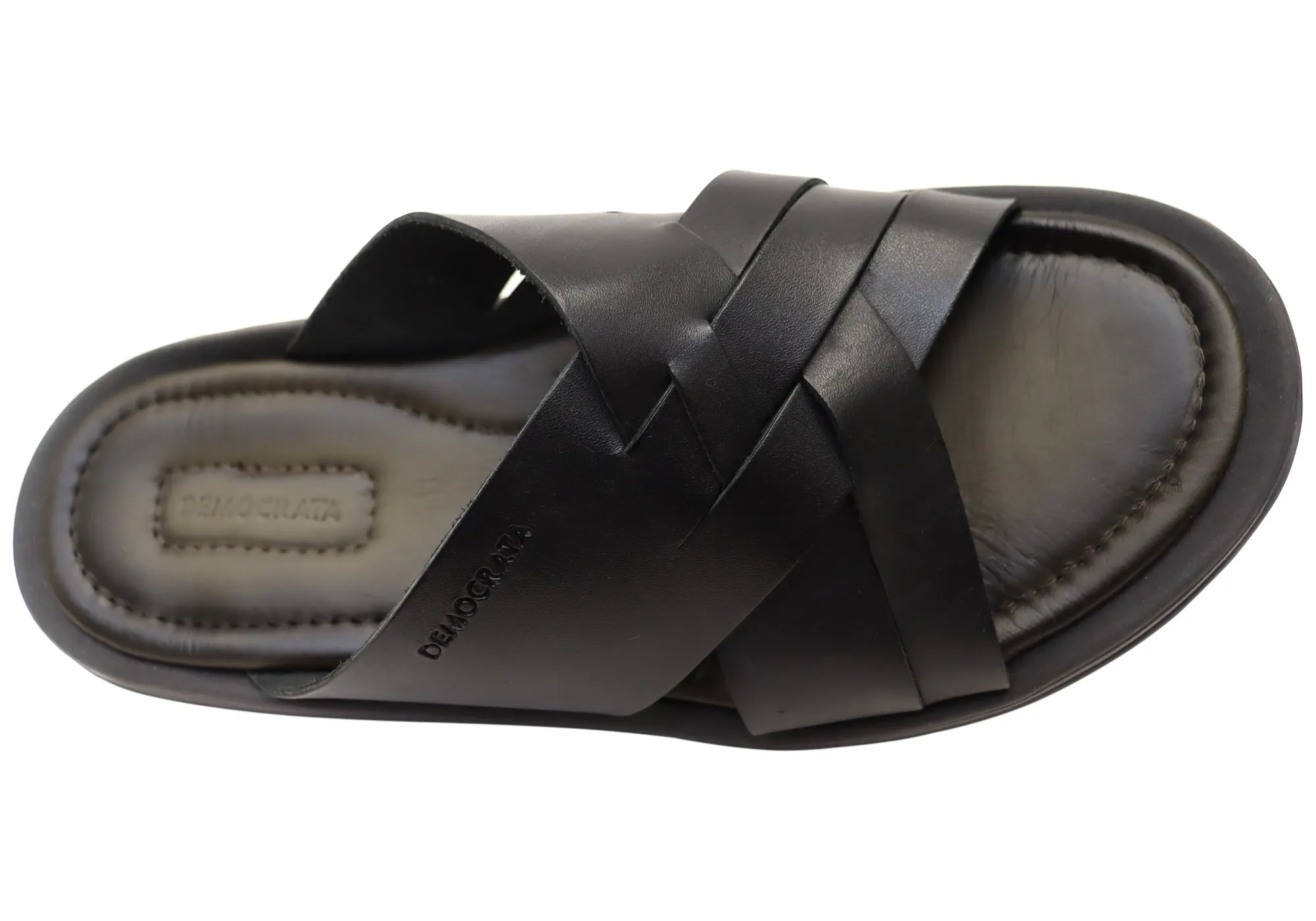 Democrata Pauly Mens Leather Comfortable Slide Sandals Made In Brazil