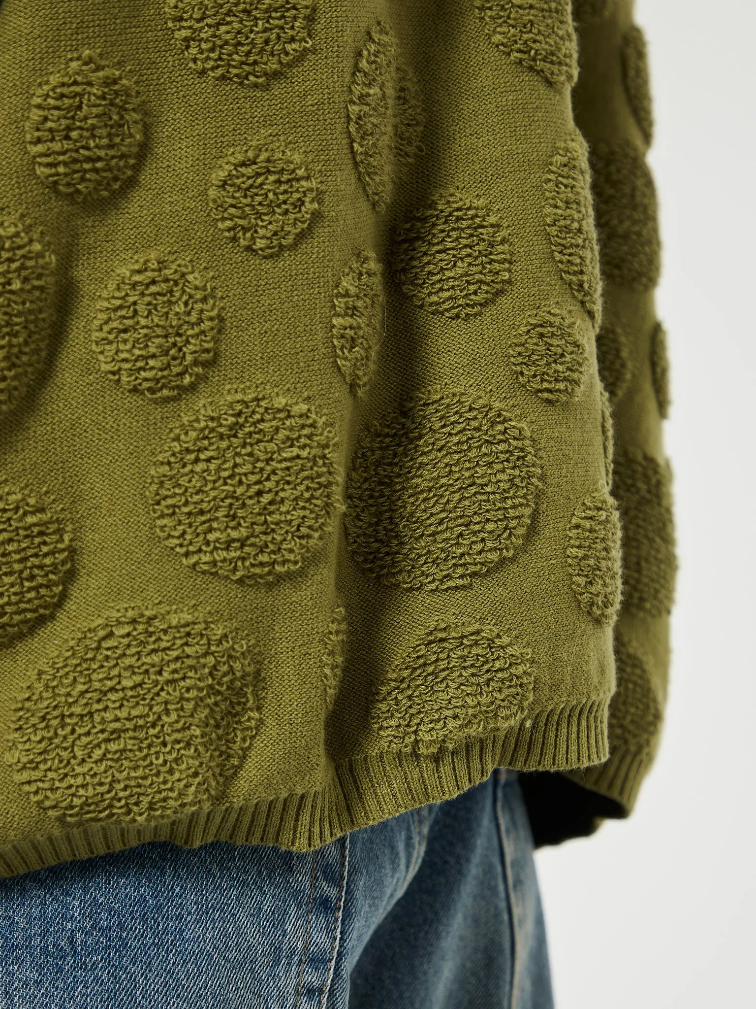 Dot Half Zip Sweater in Moss