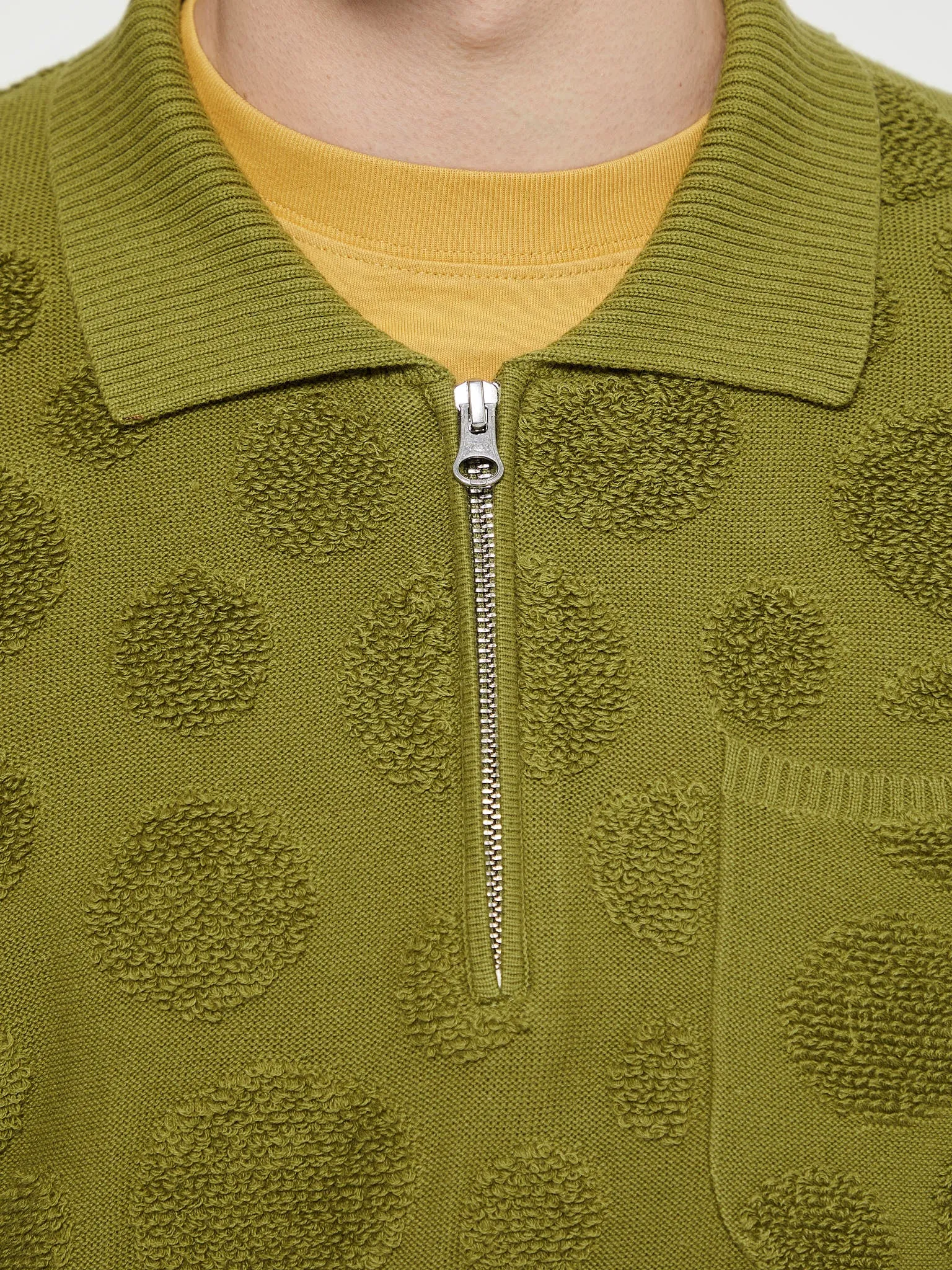 Dot Half Zip Sweater in Moss