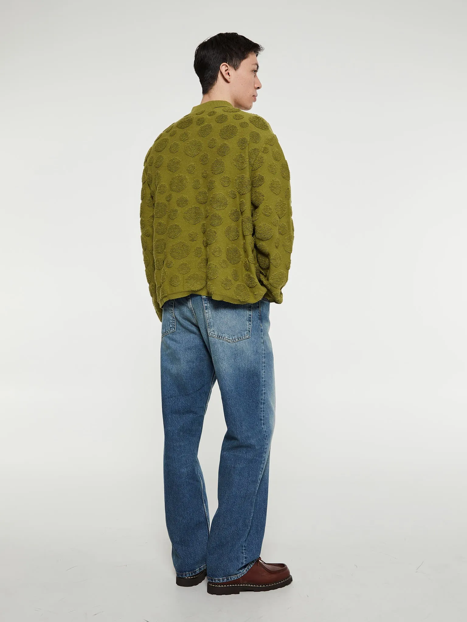 Dot Half Zip Sweater in Moss