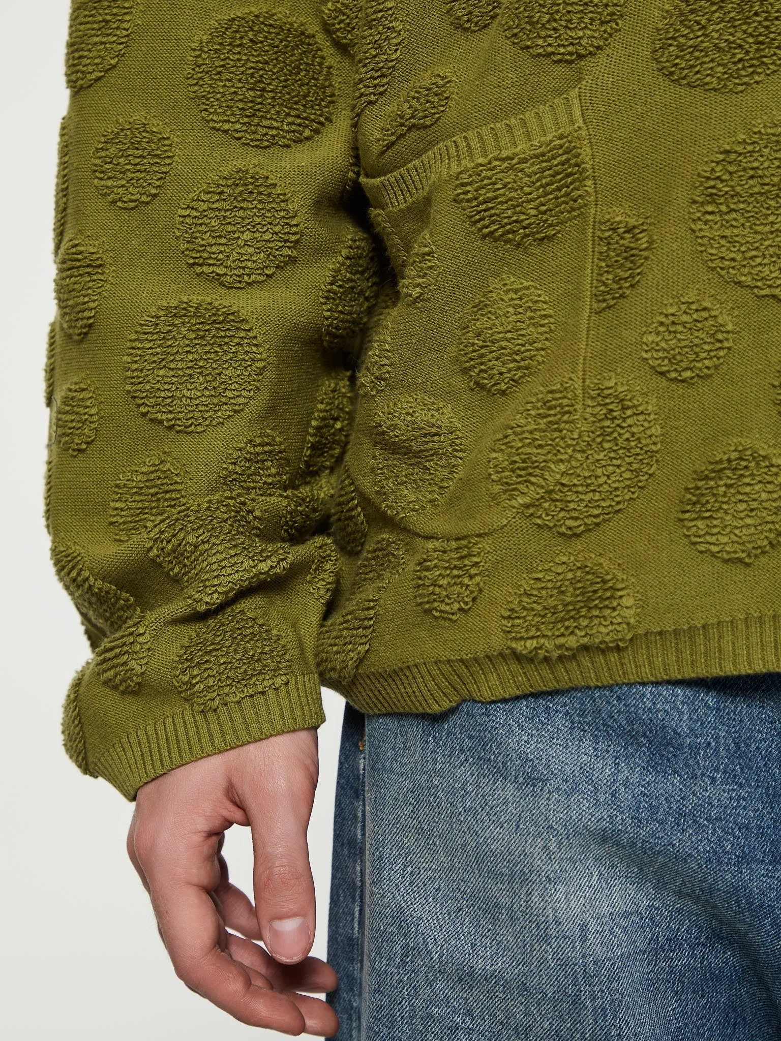 Dot Half Zip Sweater in Moss