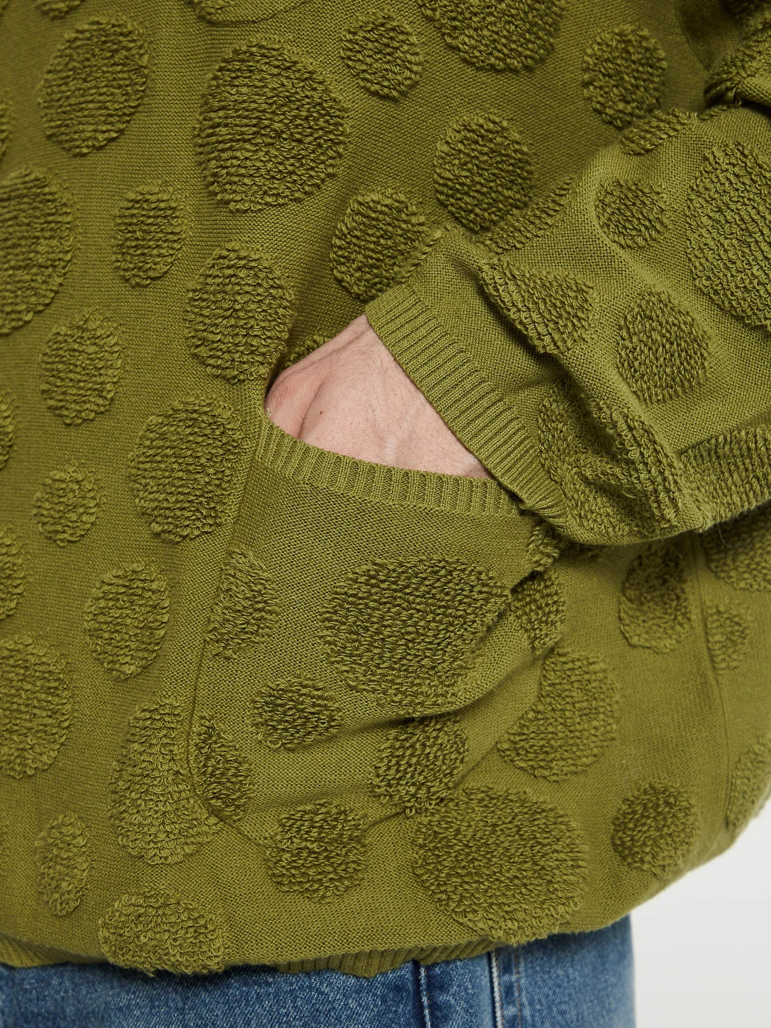 Dot Half Zip Sweater in Moss