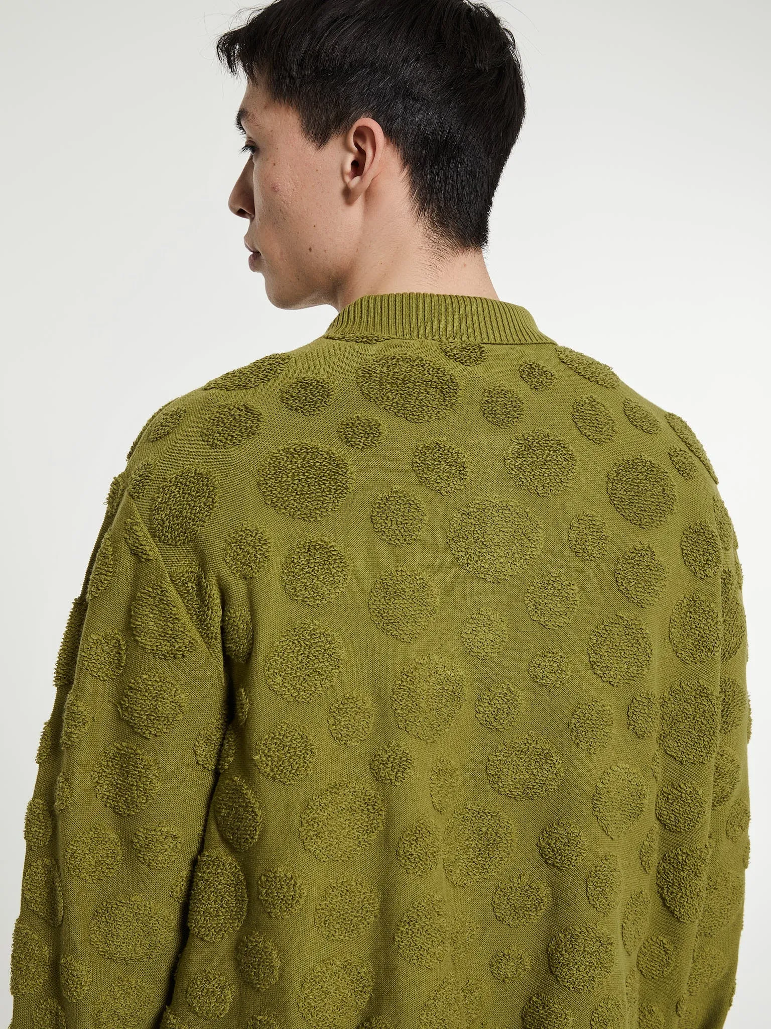 Dot Half Zip Sweater in Moss