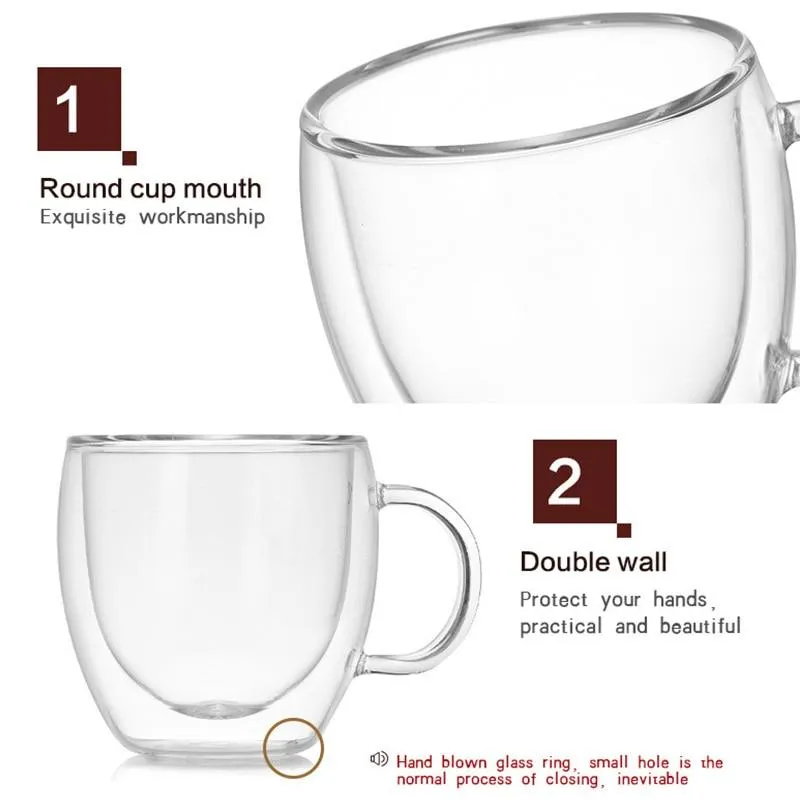 Double Wall Glass Coffee Tea Cup Heat-resistant