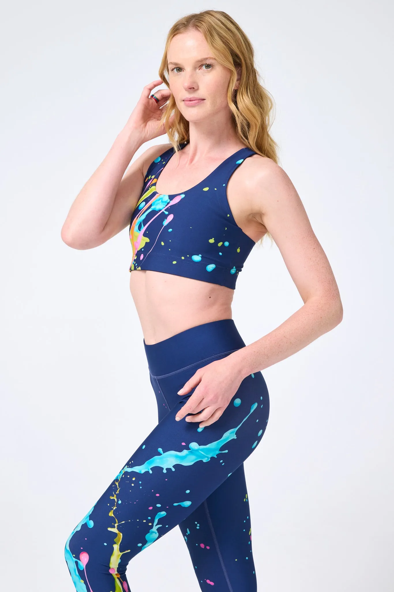 DuoKnit Sports Bra in Midnight Blue Splatter