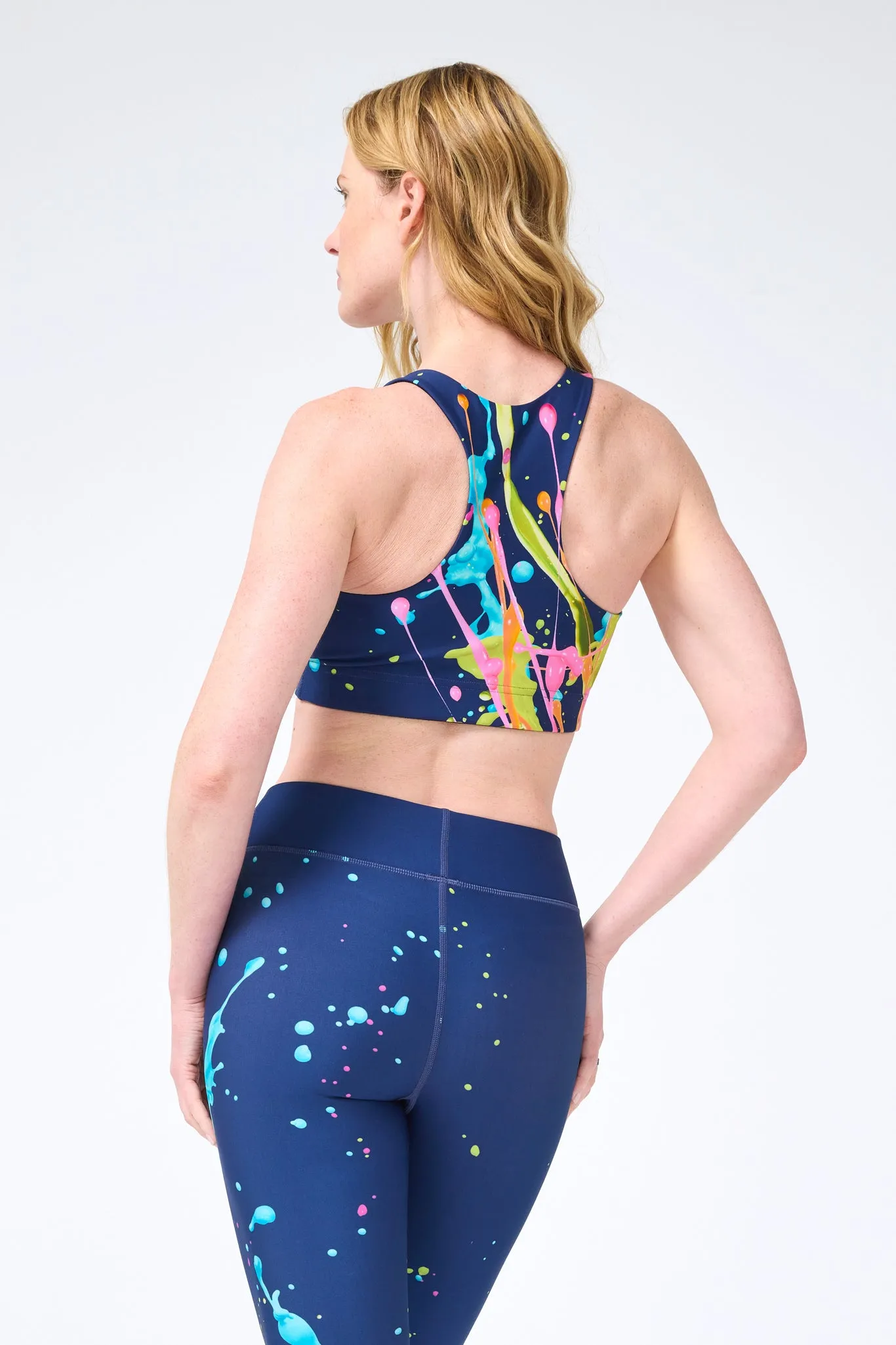 DuoKnit Sports Bra in Midnight Blue Splatter