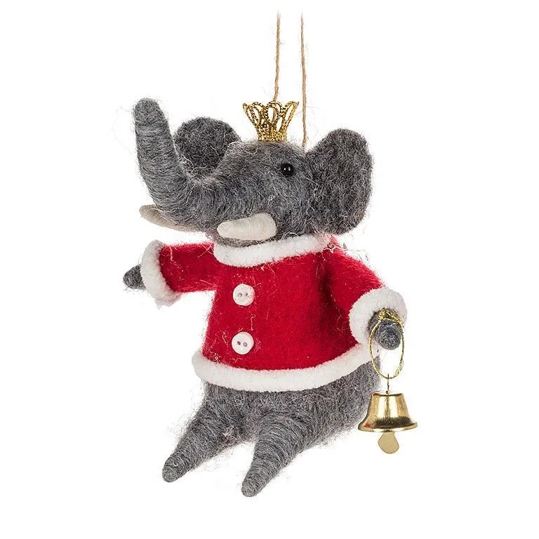 Elephant in Santa Coat Ornament