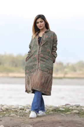 EXOTIC GREEN  Colour Kani Jacket Along With New Designer Jaal Pattern