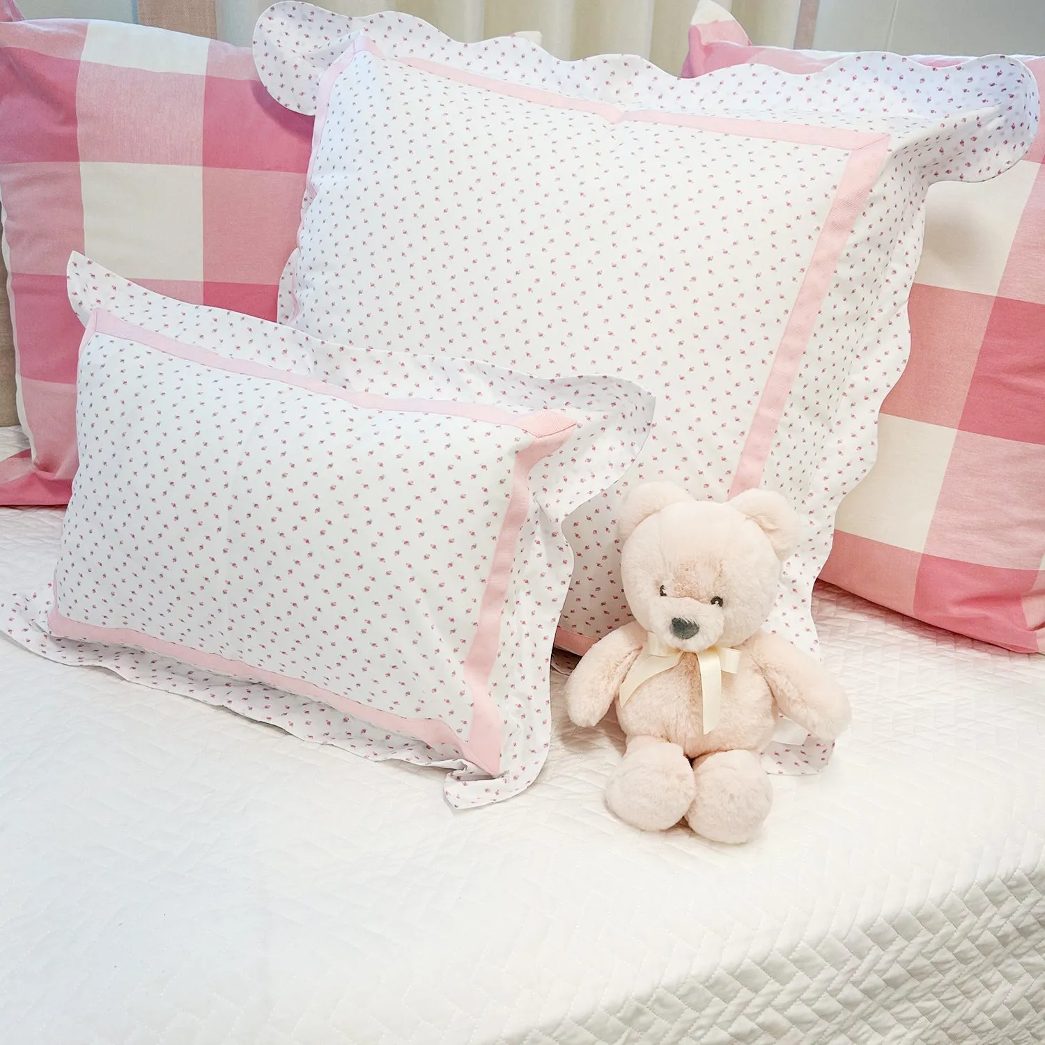 Feather the Nest Nursery Sham - Port Royal Rosebud with Palm Beach Pink