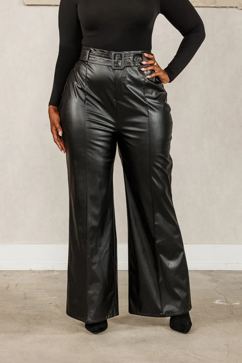 FINAL SALE - Denisse Flared Faux Leather Pants