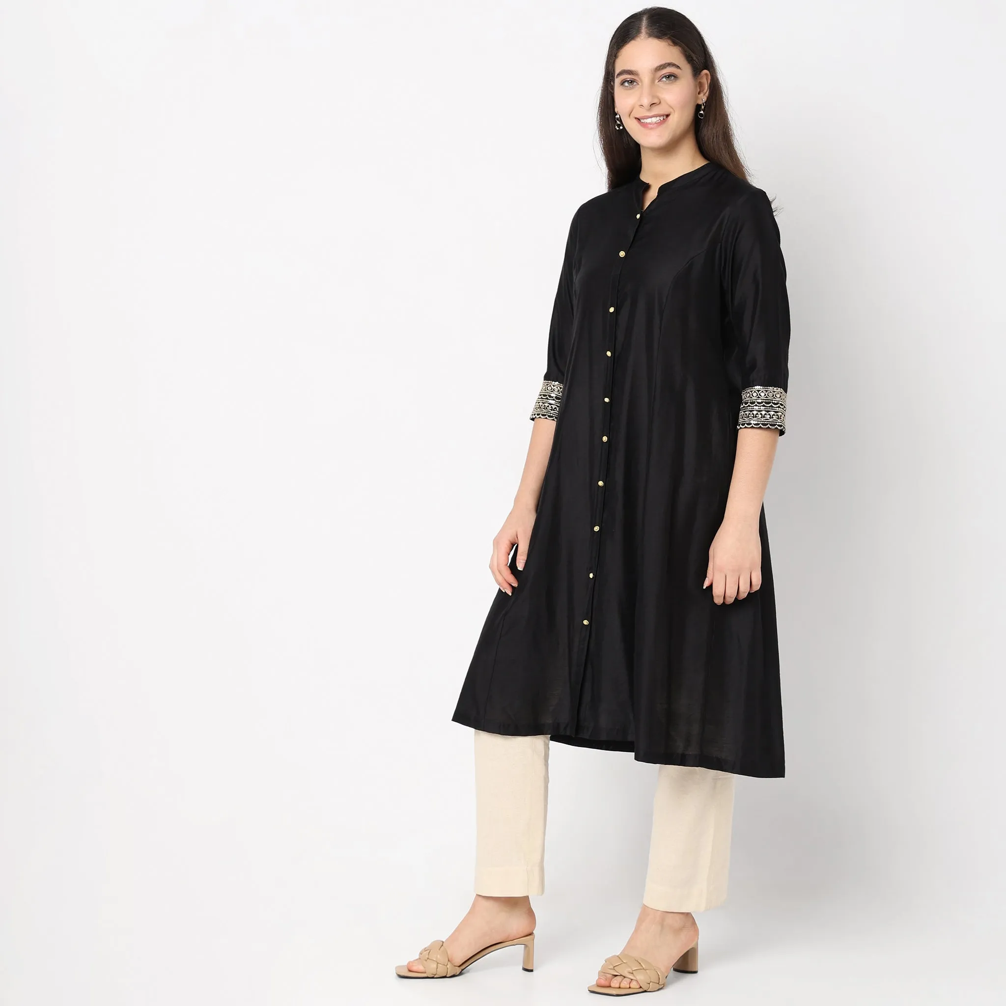 Flare Fit Embroidered Kurta