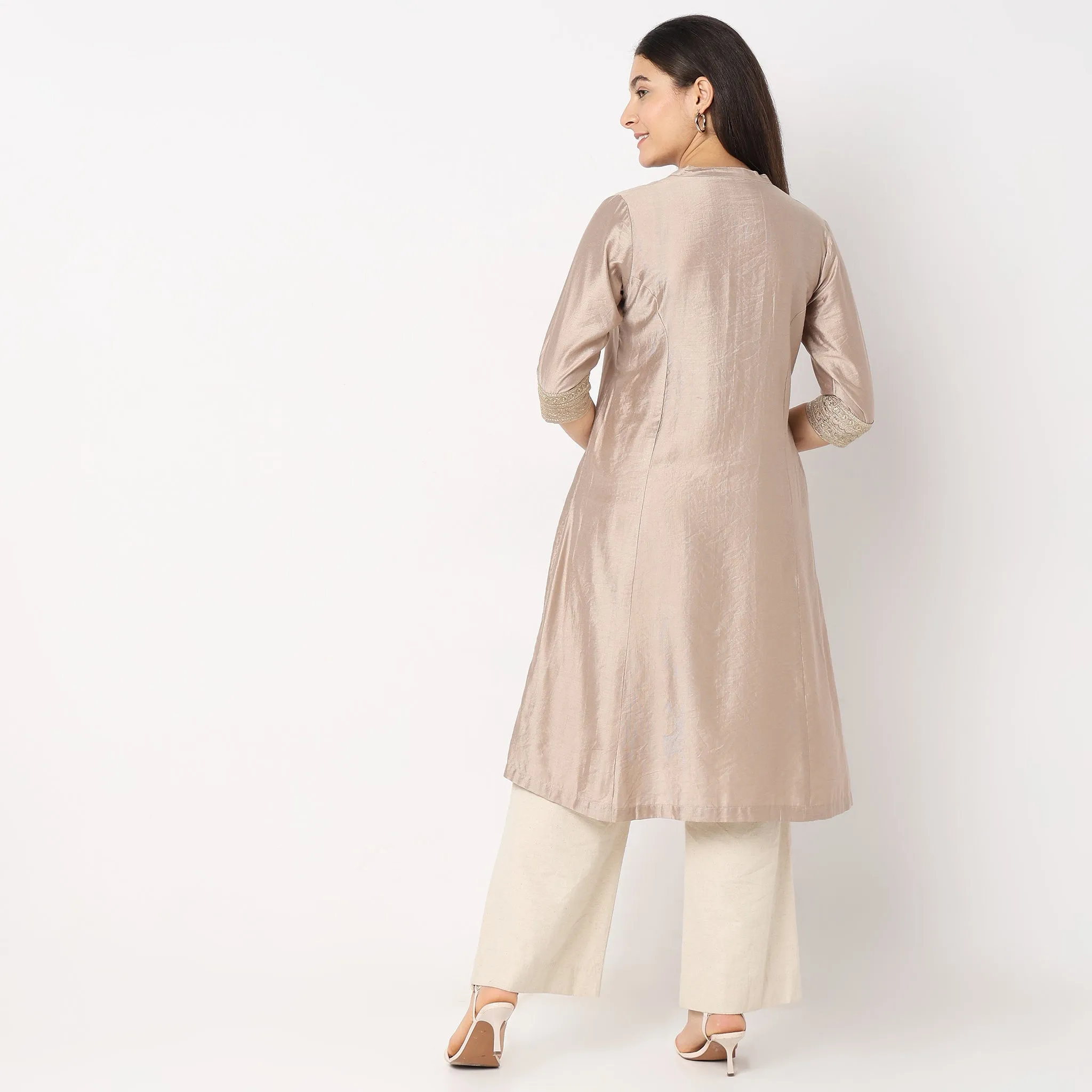 Flare Fit Embroidered Kurta