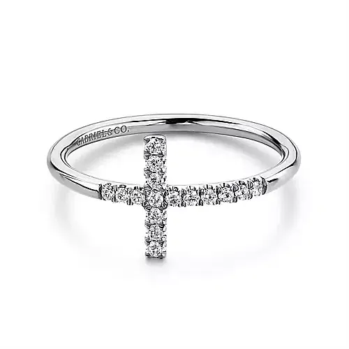 Gabriel & Co. Diamond Sideways Cross Ring