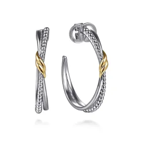 Gabriel & Co Silver and Yellow Gold Bujukan Hoop Earrings