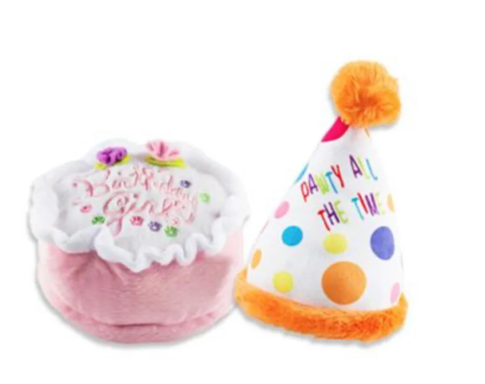 Girls Birthday Cake & Party Hat Celebration Set