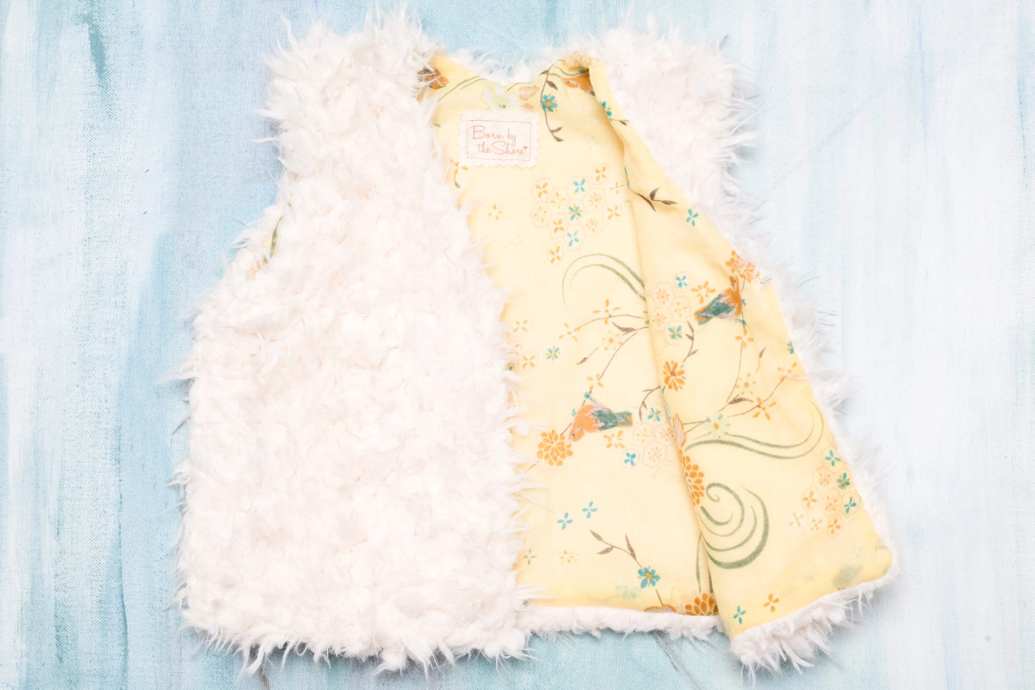 Girls White Faux Fur Vest | Yellow China Bird