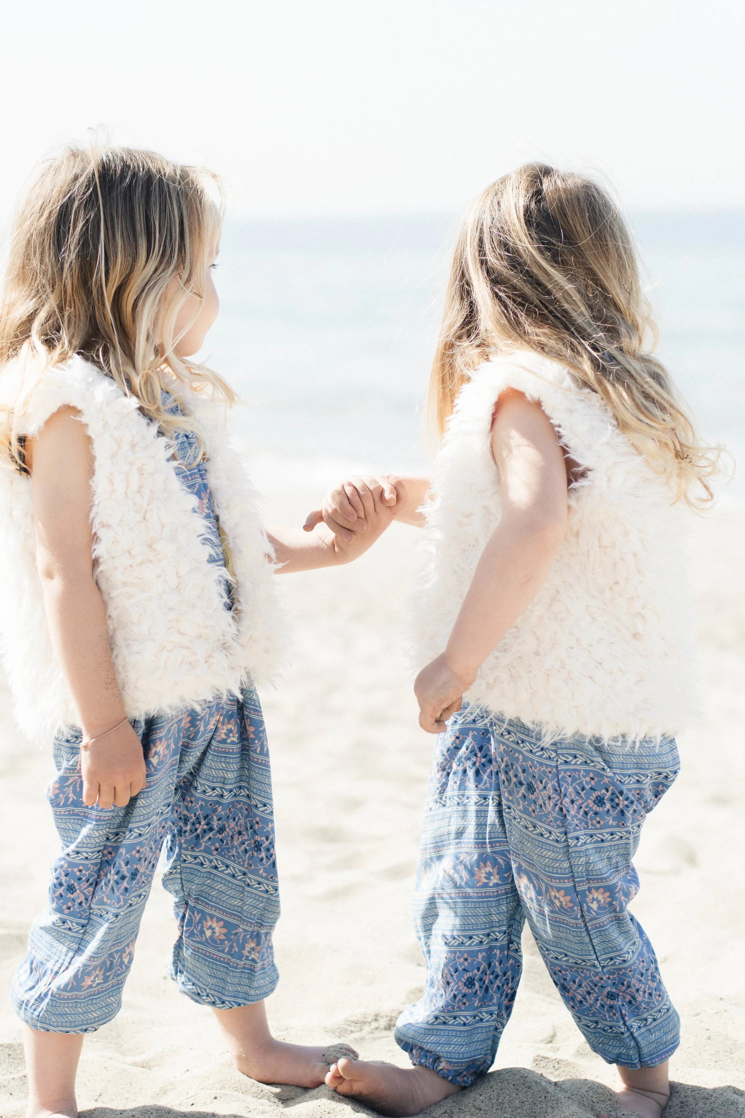 Girls White Faux Fur Vest | Yellow China Bird