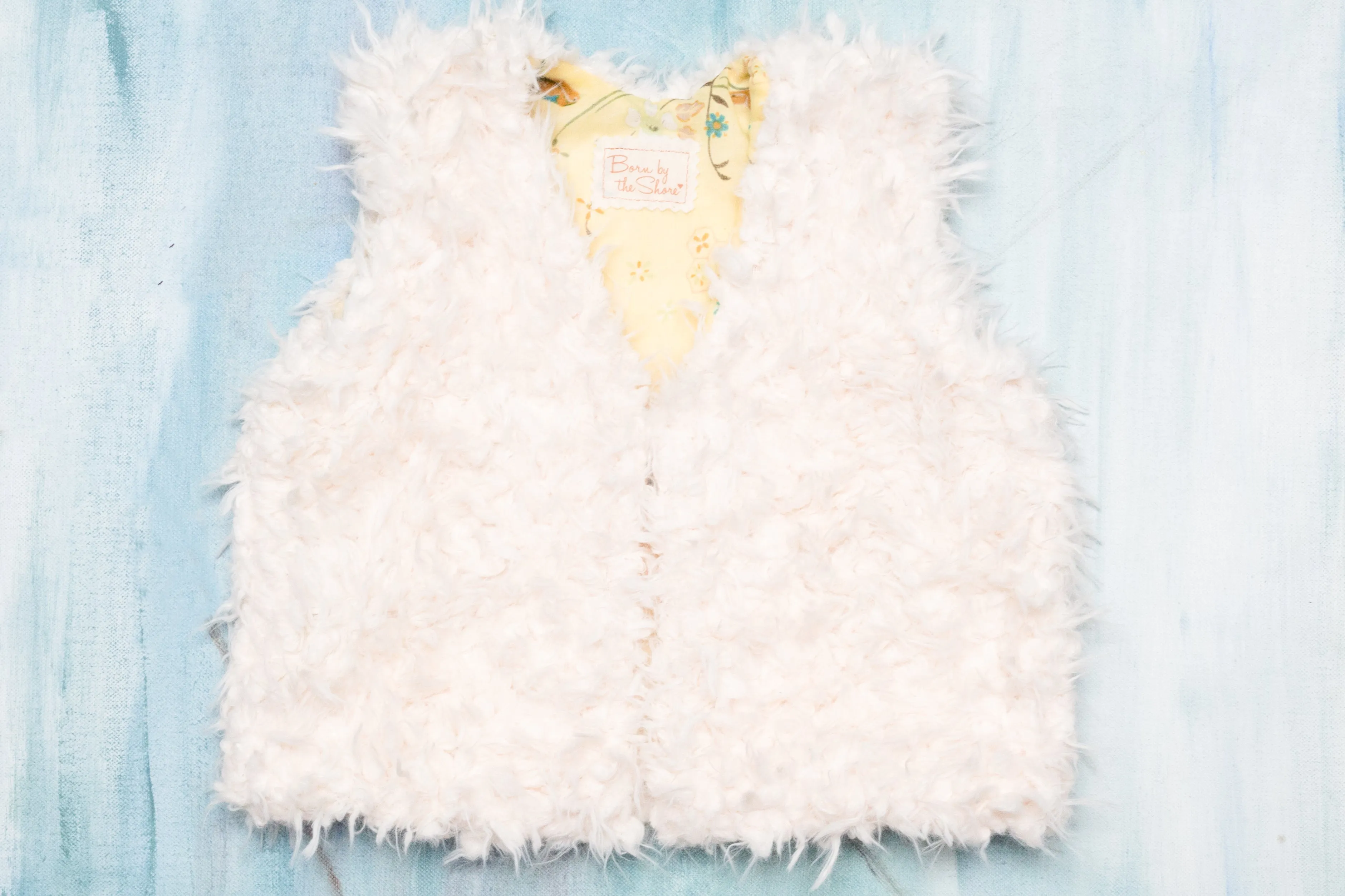 Girls White Faux Fur Vest | Yellow China Bird