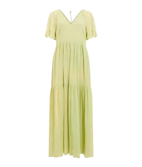 Gossamer Chiffon Tiered Maxi Dress - Green