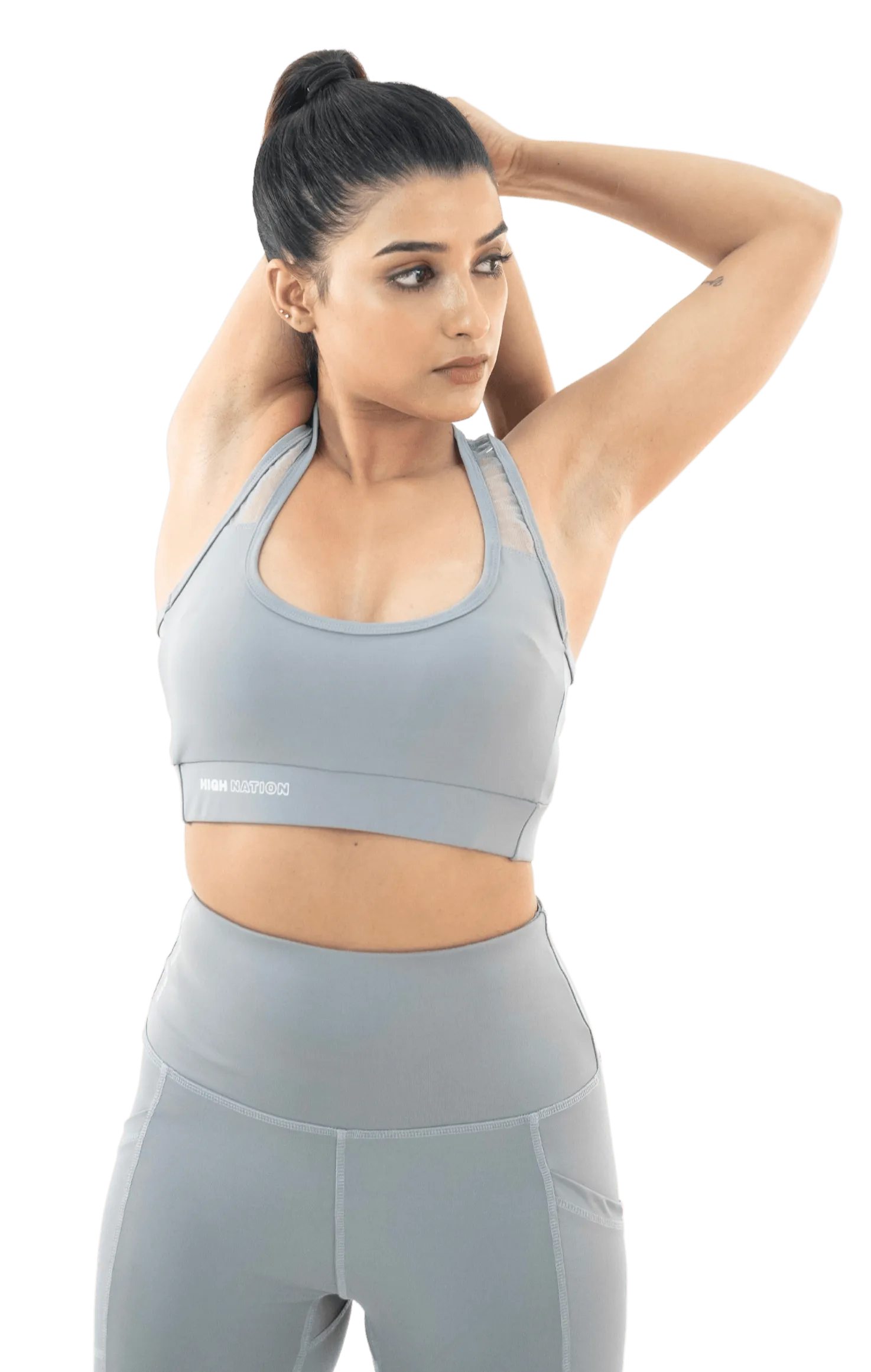 Grey Sports Bra-Capri Pant Co-Ord Set