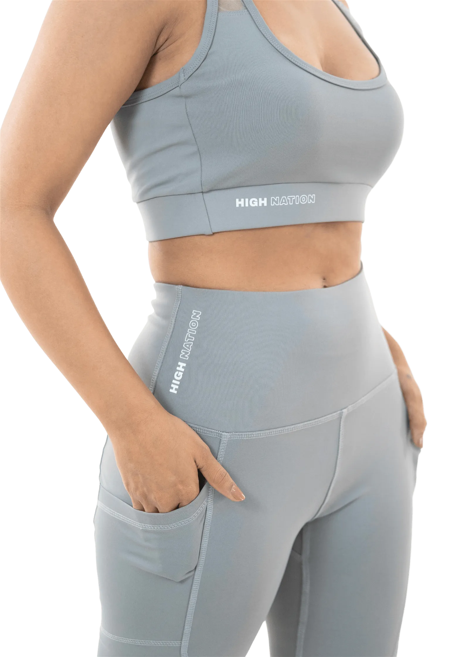 Grey Sports Bra-Capri Pant Co-Ord Set