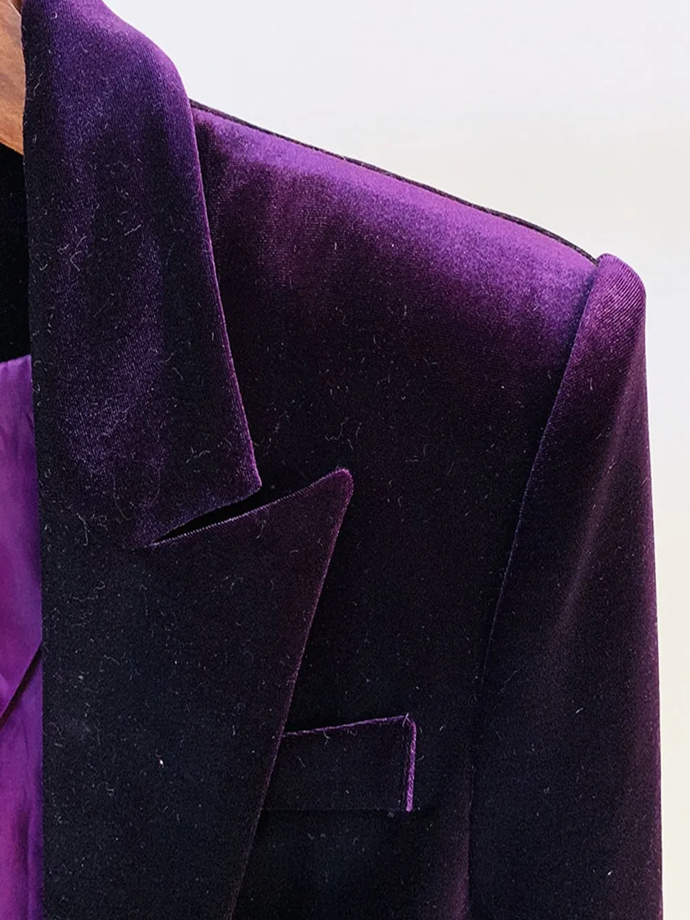 HINIYA Velvet Blazer & Flared Pants Set in Purple