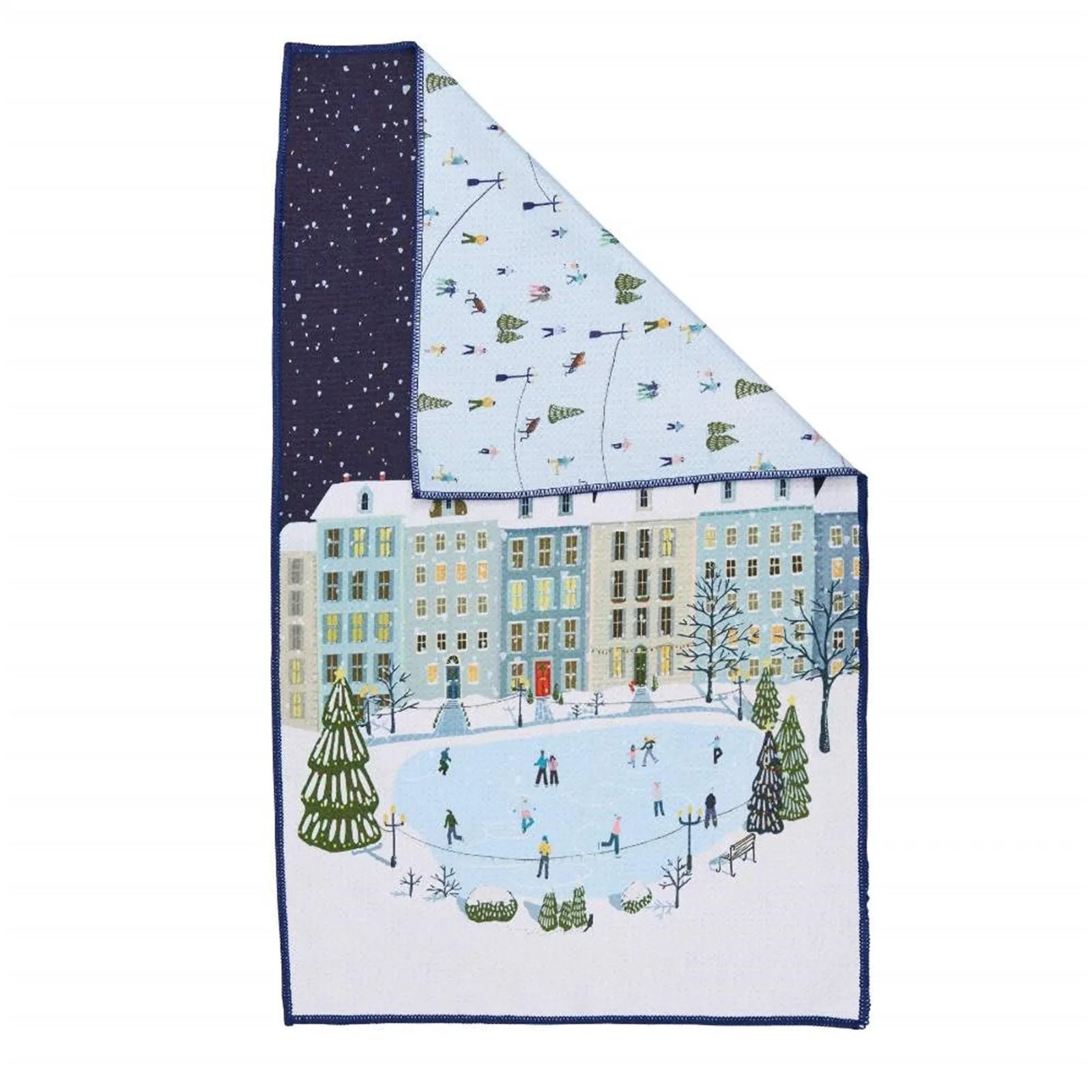 Holiday in the Park blu Kitchen Tea Towel-Double-Sided Print