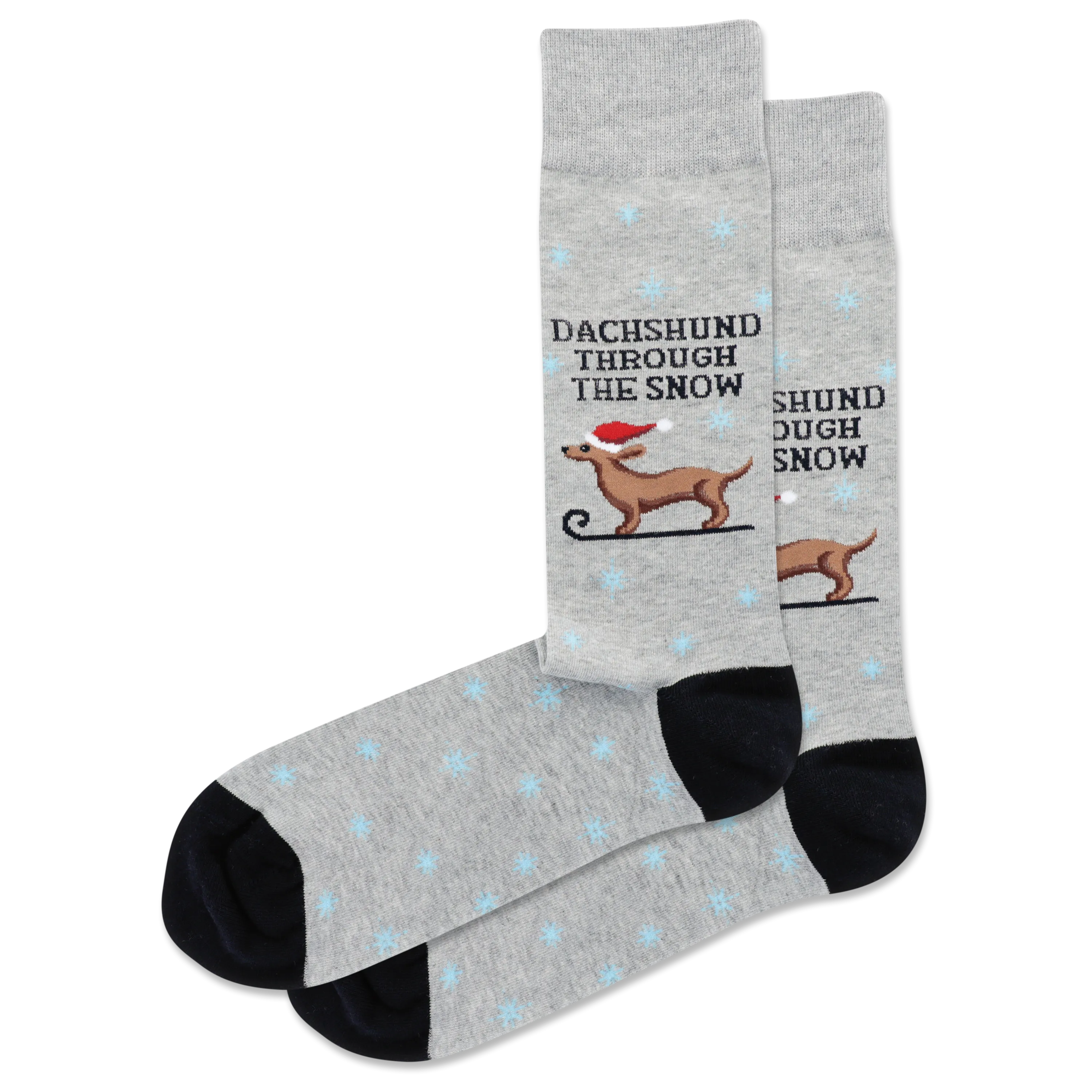 HOTSOX Men's Dachshund Through The Snow Crew Socks