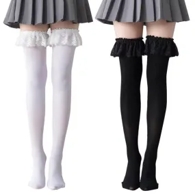 Instant Shipping! Ruffled Lace Over the Knee Socks