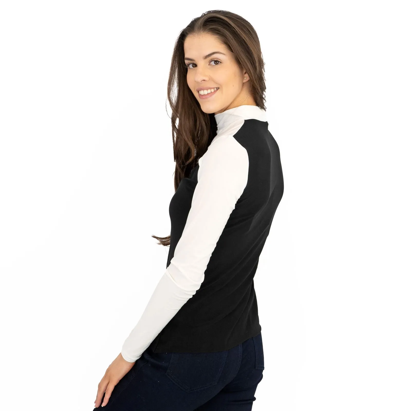 Karen Millen Peep Hole Black & White Long Sleeve Jersey Tops