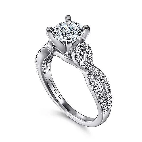 Kayla - 14K White Gold Round Twisted Diamond Engagement Ring