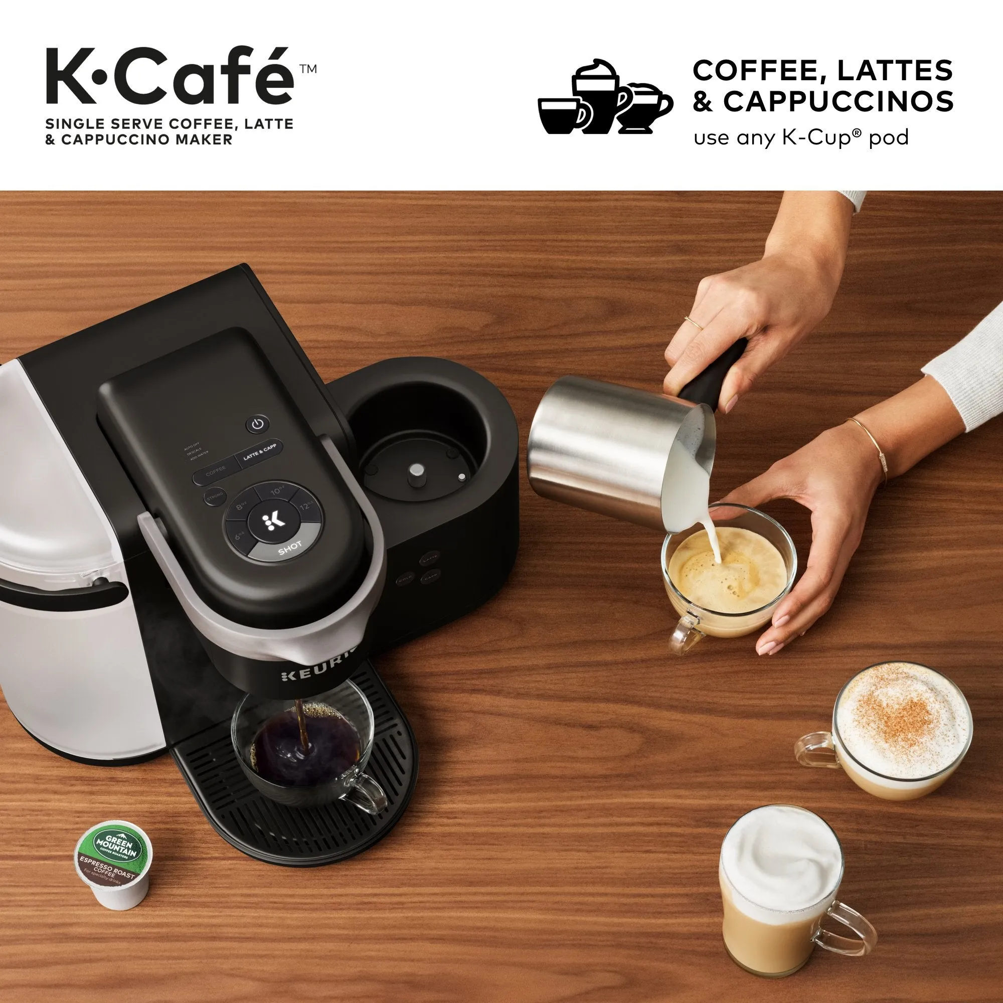 Keurig K-Cafe Single-Serve K-Cup Coffee Maker, Latte Maker and Cappuccino Maker, Comes with Dishwasher Safe Milk Frother, Coffee Shot Capability, Compatible With all Keurig K-Cup Pods, Dark Charcoal