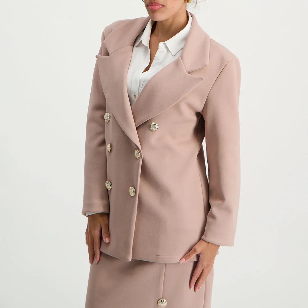 LADIES CIARRA BLUSH DOUBLE BREAST CREPE JACKET