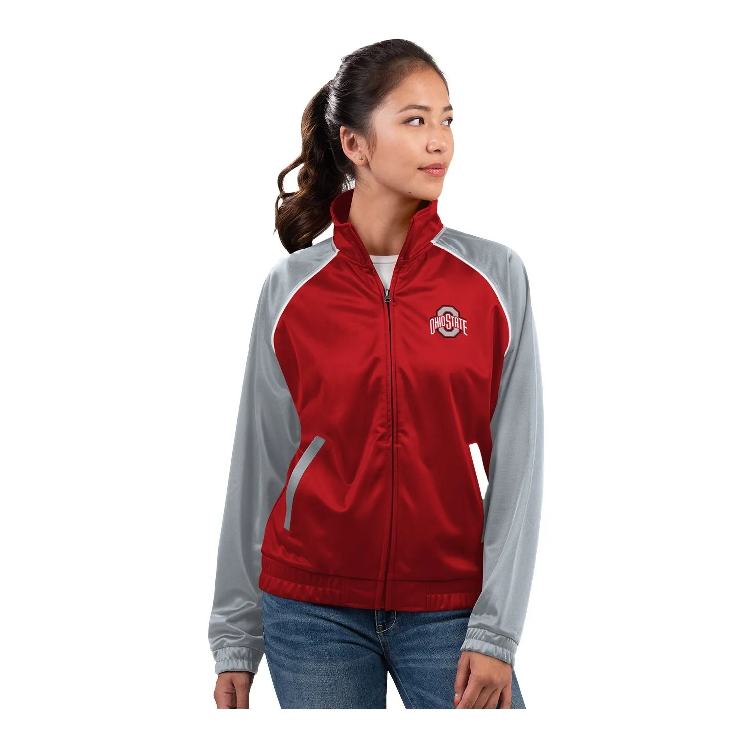 Ladies Ohio State Buckeyes Dolman Fashion Scarlet/Gray Full Zip Track Jacket