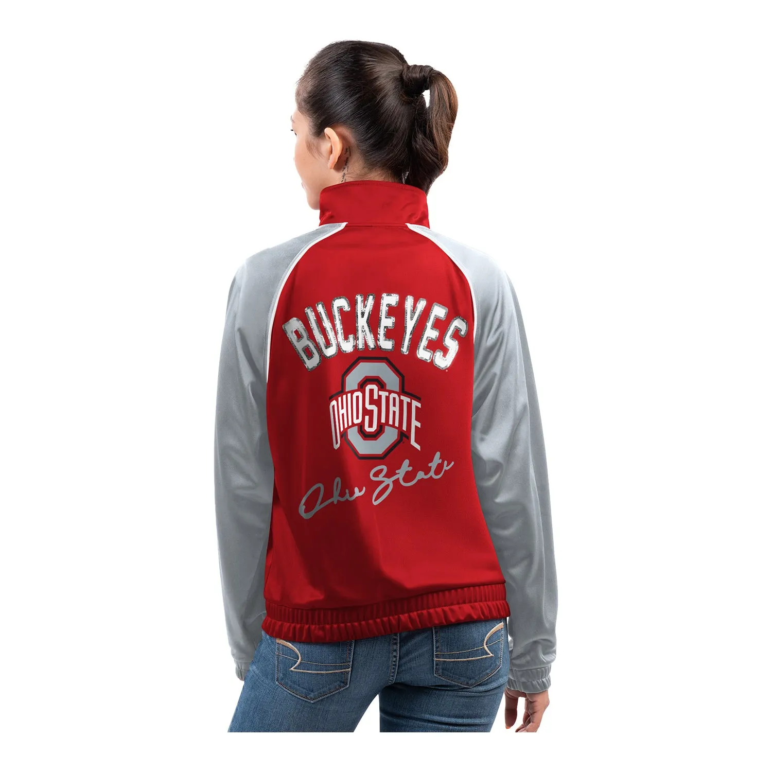 Ladies Ohio State Buckeyes Dolman Fashion Scarlet/Gray Full Zip Track Jacket