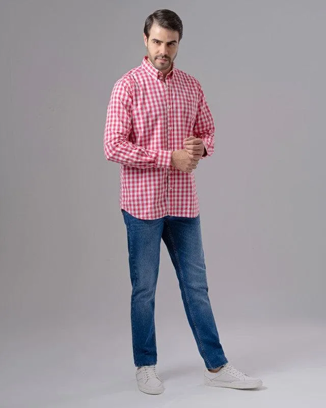 LONG SLEEVE CHECKERED SHIRT - MELON