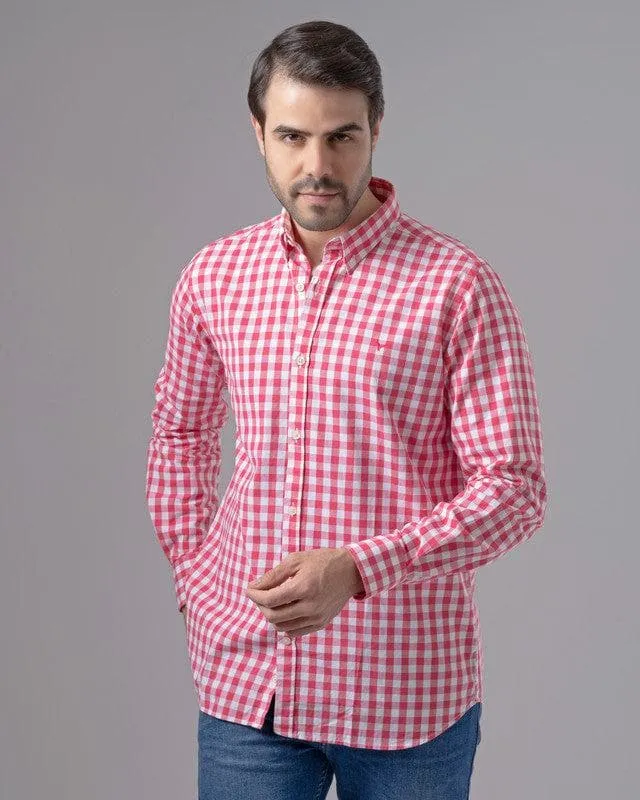 LONG SLEEVE CHECKERED SHIRT - MELON