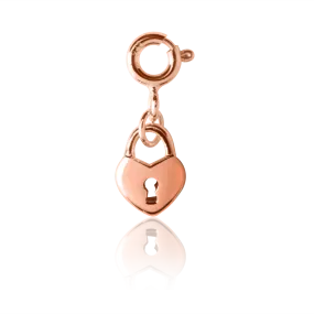 Love Heart Lock Charm - Rose Gold