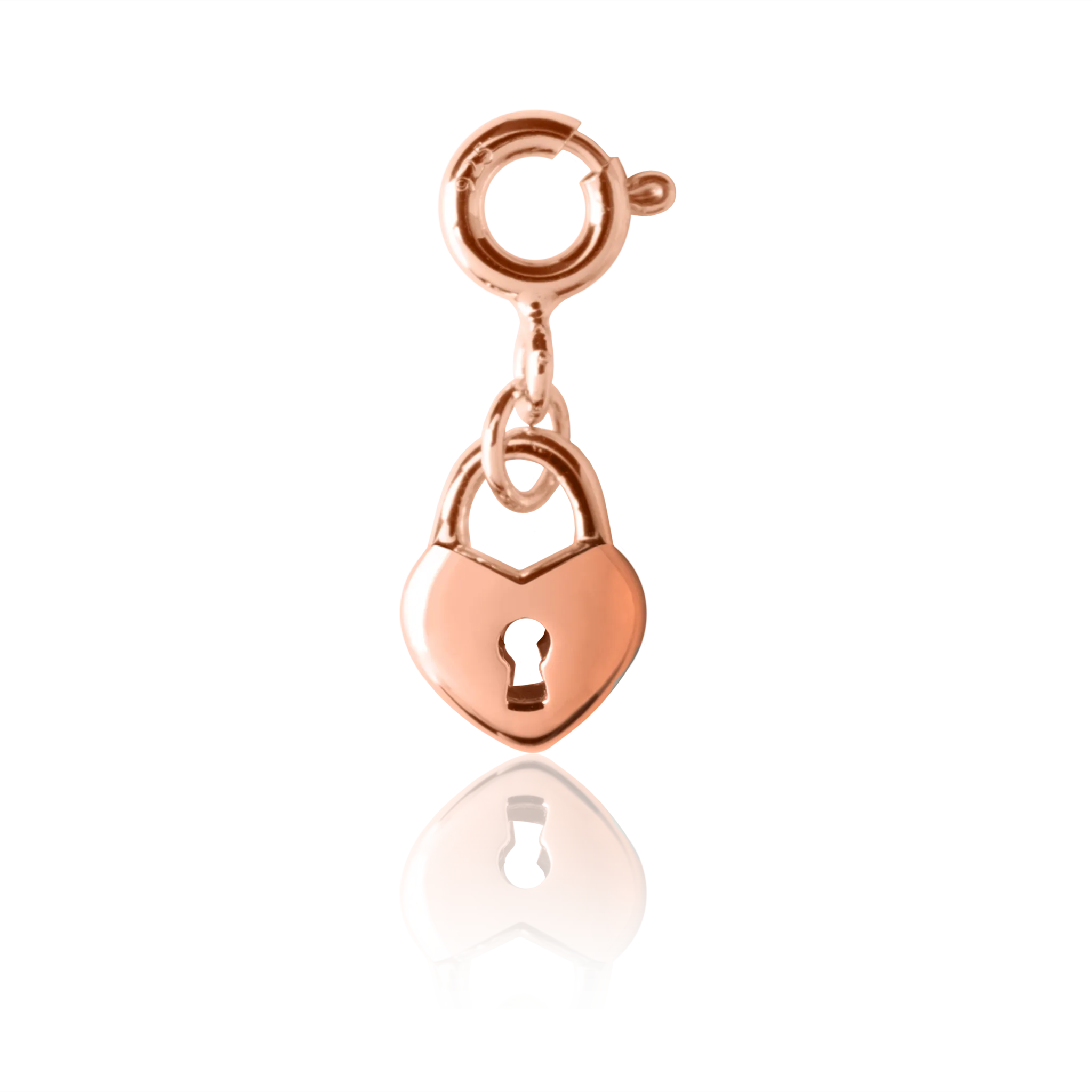 Love Heart Lock Charm - Rose Gold