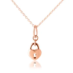 Love Heart Lock Pendant - Rose Gold