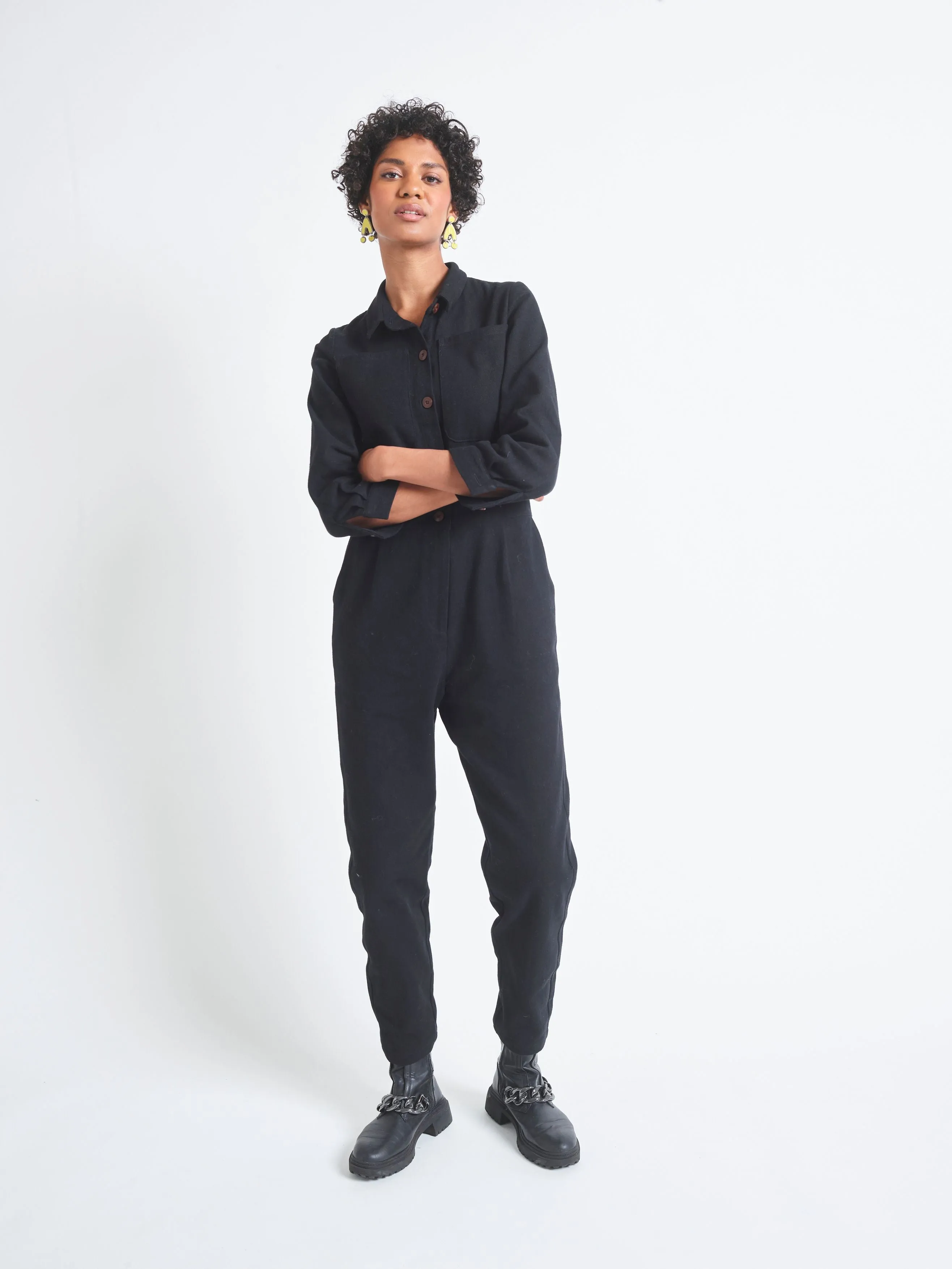 Lowie Black Cotton Drill Boilersuit